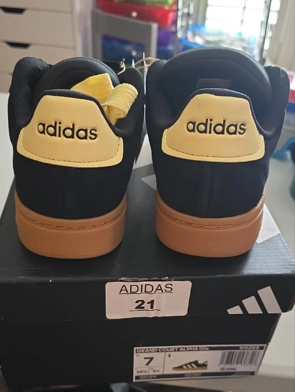 adidas Black Sneakers with Gum Outsole and Yellow Accents
